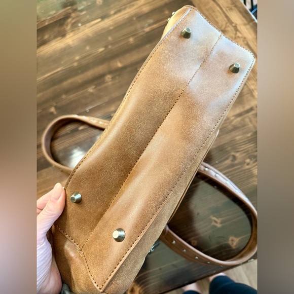 American Bling by Montana West Tan Studded Conceal Carry Tote Bag - Picture 5 of 10